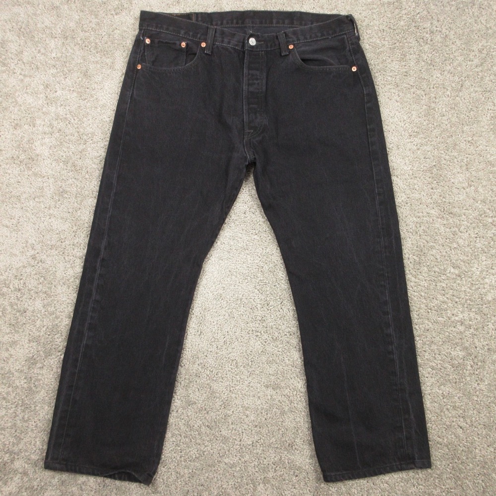 Levis Jeans Mens 37x26 (Tag 38x29) Black 501 Button Fly Original Denim Pants